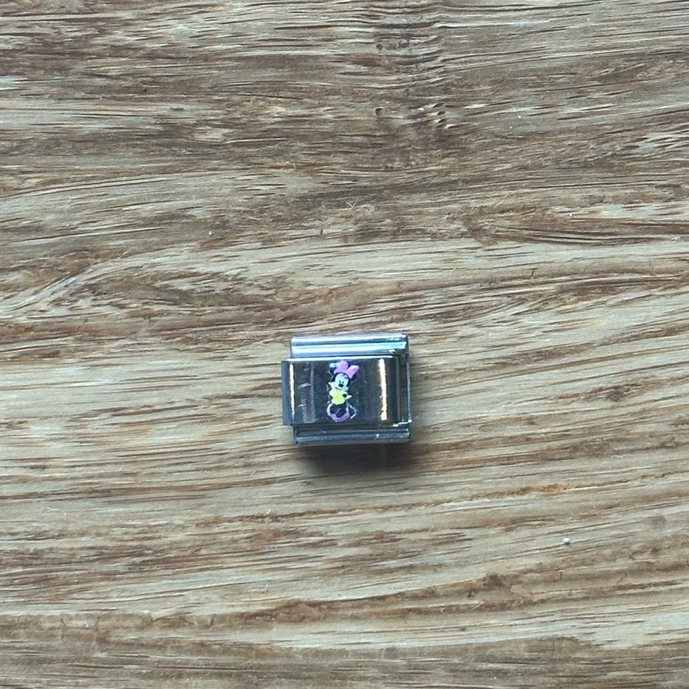 Minnie Mouse Enamel Italian Charm Link Sterling Silver - Picture 3 of 4